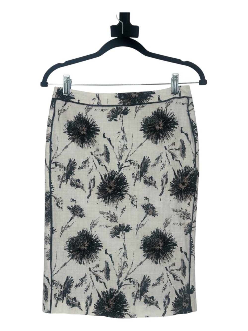 Halogen Pencil Skirt 2 Black Floral Stretch Lined Classic Workwear Quiet Luxury